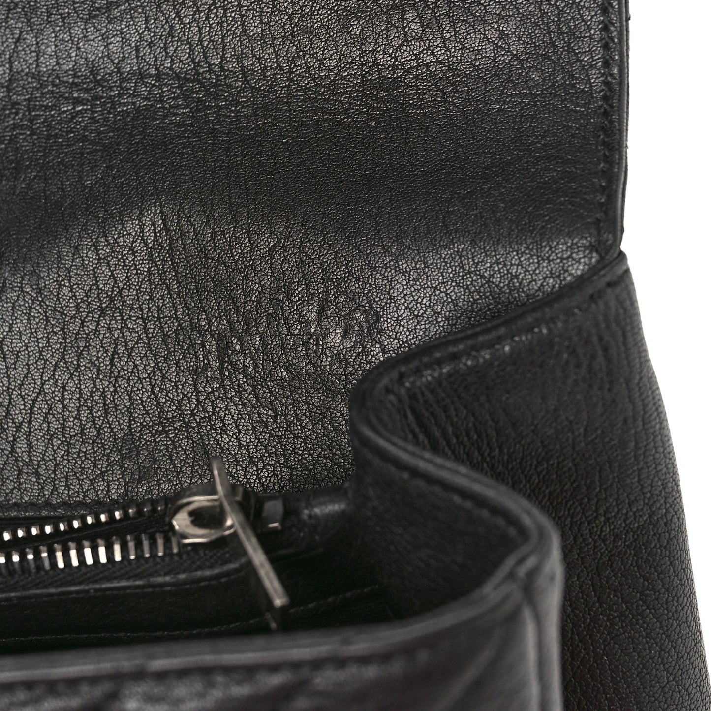 Sheepskin Matelasse Chevron Monogram Medium College Bag Black