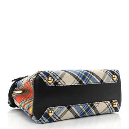 Burberry Tartan Mix Small Banner Tote Blue White 4 of 12