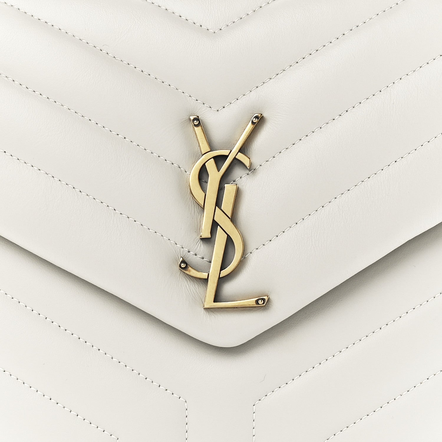Saint Laurent Calfskin Y Quilted Monogram Medium Loulou Chain Satchel Blanc Vintage 9 of 12