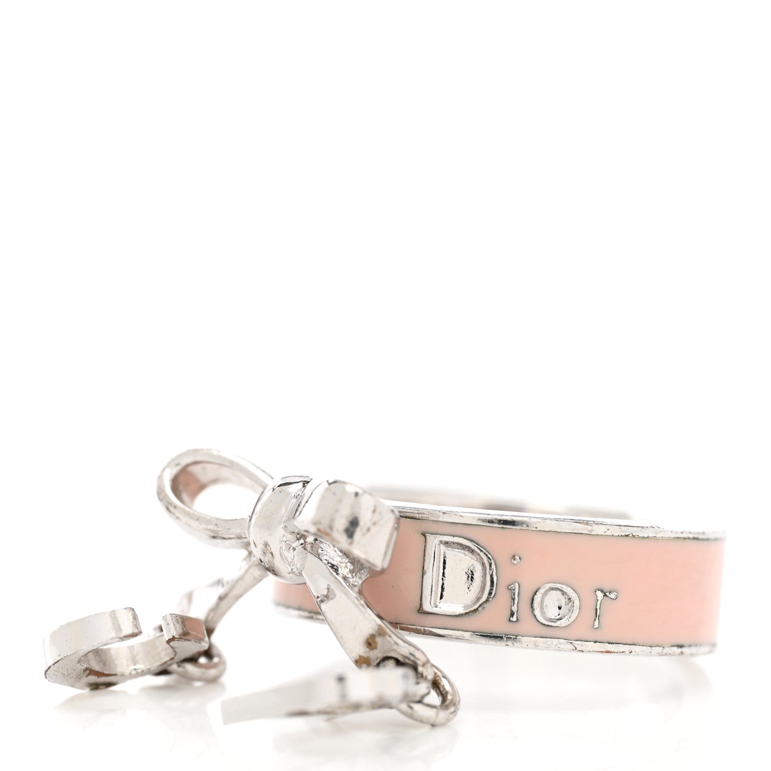Christian Dior Metal Enamel Bow Ring 49 5 Pink Silver 5 of 5