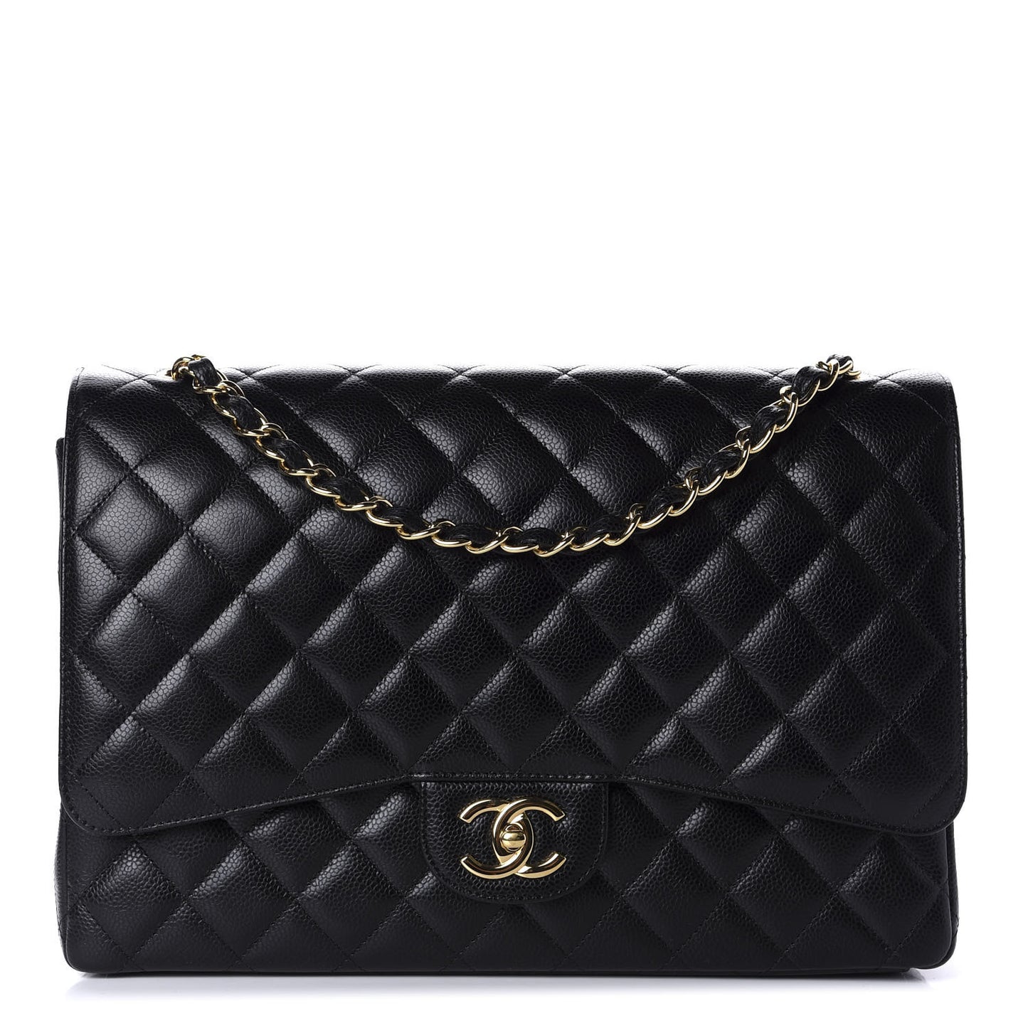 Caviar Quilted Maxi Double Flap Black