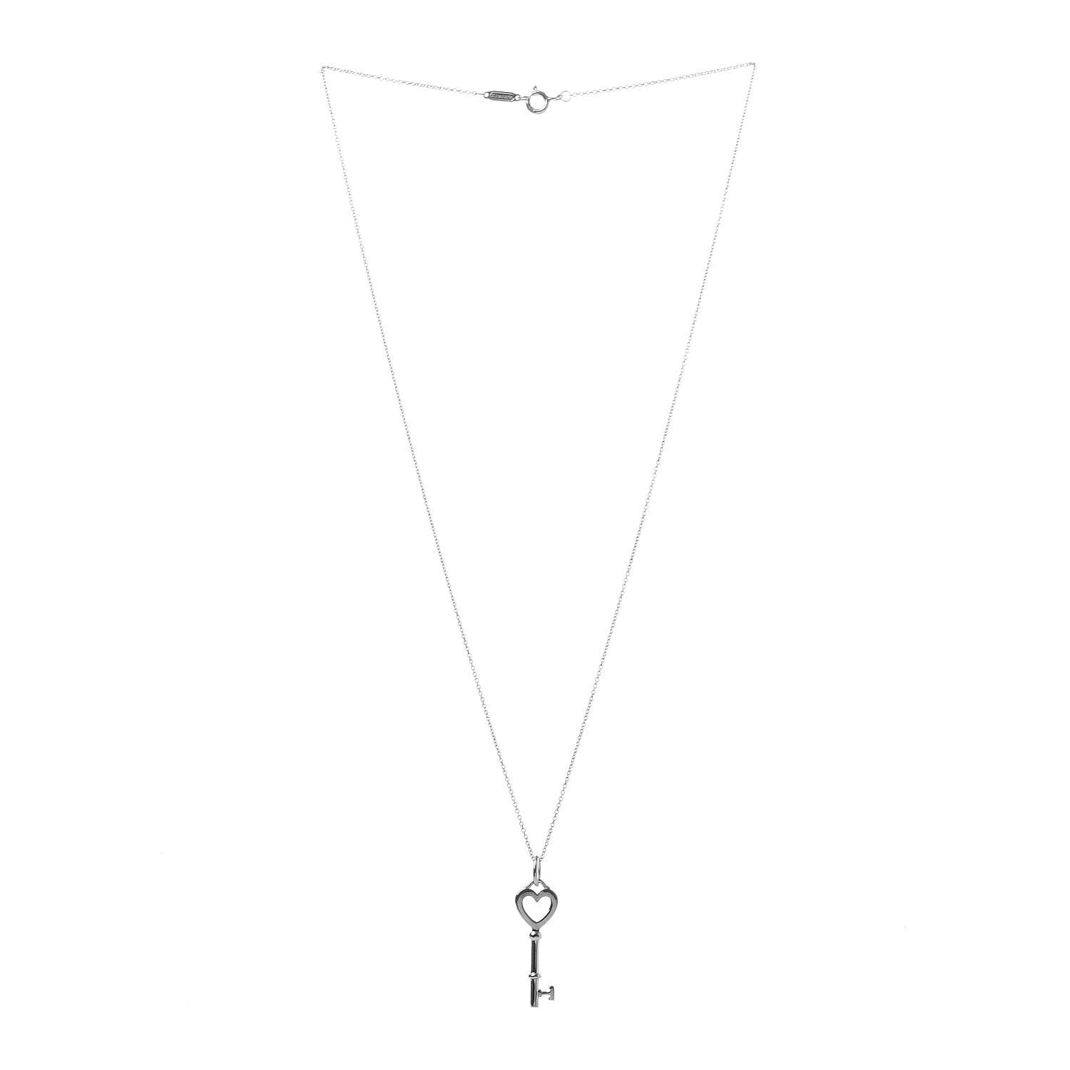 Tiffany Sterling Silver Heart Key Pendant Necklace 3 of 7
