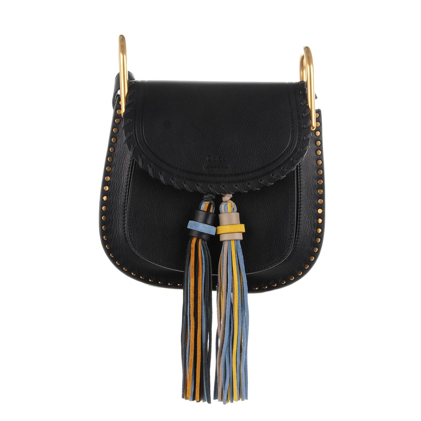 Calfskin Small Hudson Tassel Shoulder Bag Full Blue