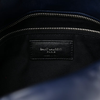 Saint Laurent Lambskin Quilted Medium Loulou Puffer Monogram Chain Satchel Navy 6 of 11