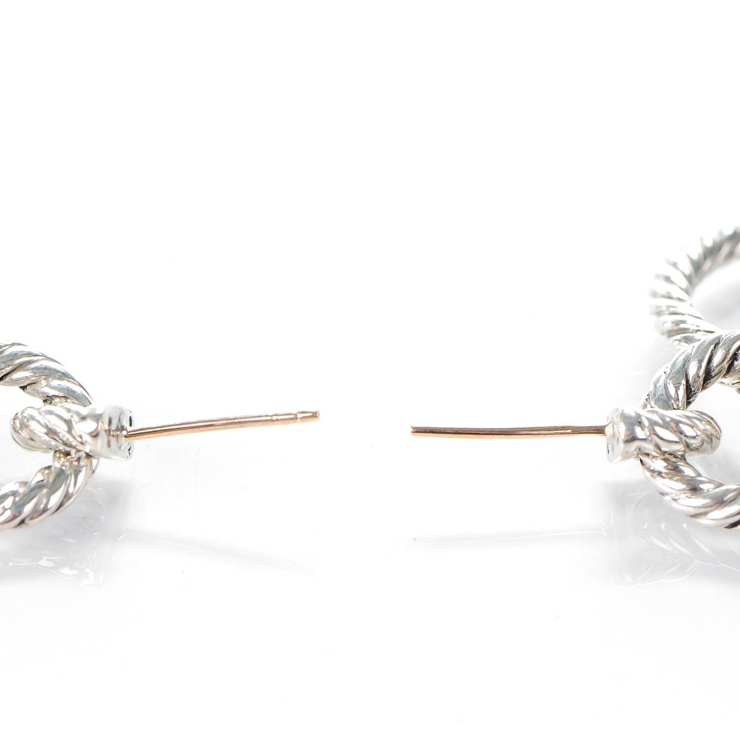 David Yurman Sterling Silver Pave Diamond 36mm Cable Classics Doorknocker Earrings 3 of 5