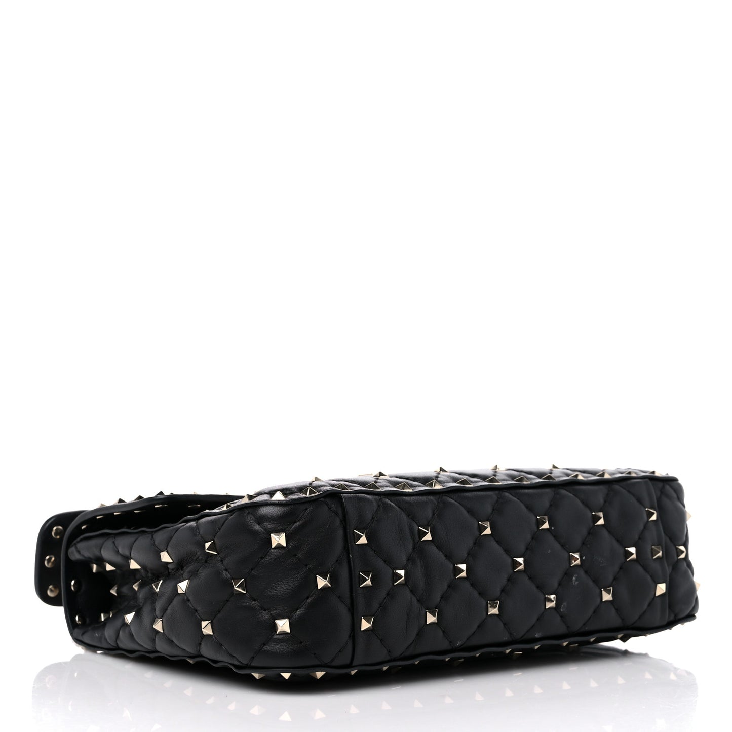 Lambskin VLTN Print Medium Rockstud Spike Shoulder Bag Black