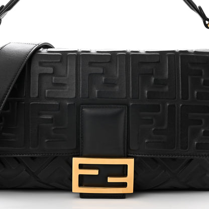 Fendi Nappa FF 1974 Embossed Large Baguette Black 5 of 9
