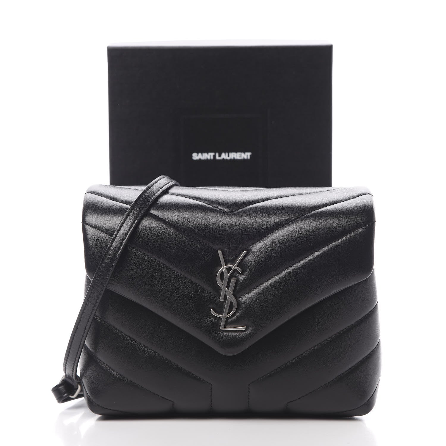 Saint Laurent Calfskin Y Quilted Monogram Toy Loulou Crossbody Bag Black 11 of 11