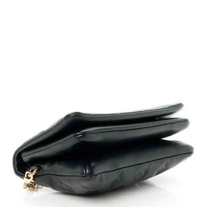 Louis Vuitton Lambskin Embossed Monogram Pochette Coussin Black 4 of 9