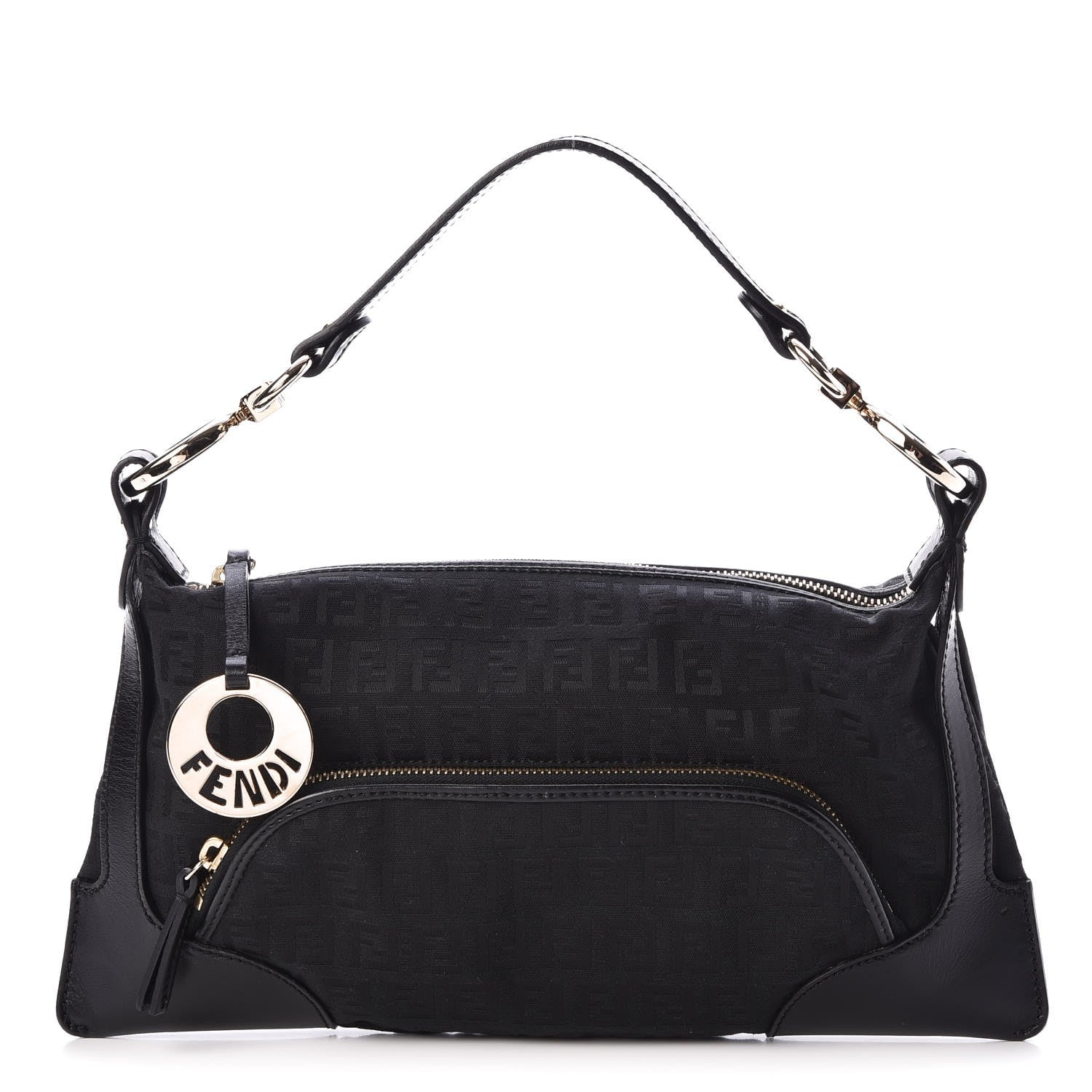 Fendi Zucchino Cuoio Small Chef Pocket Shoulder Bag Black 1 of 7