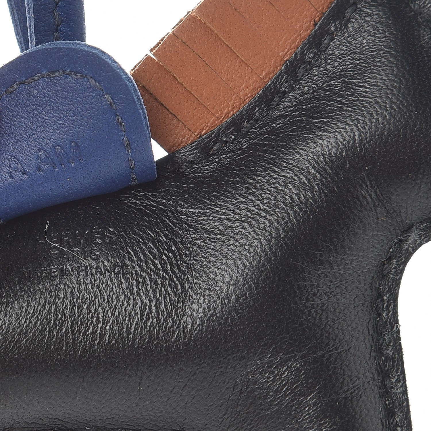 Hermes Milo Lambskin Grigri Rodeo Horse Bag Charm PM Black Bleu Saphir Gold 3 of 4