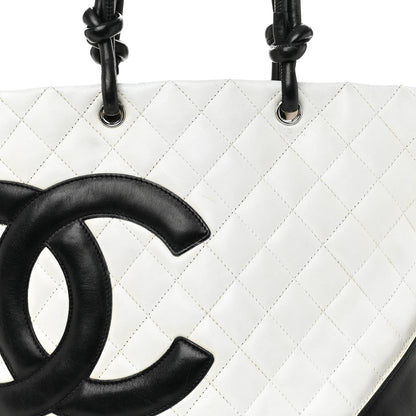 Chanel Calfskin Quilted Medium Cambon Tote White Black 8 of 15