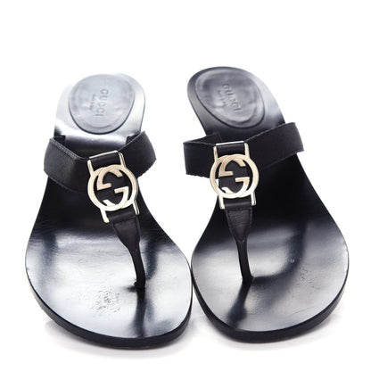 Gucci Nylon GG Reins Thong Sandals 37 Black 5 of 10