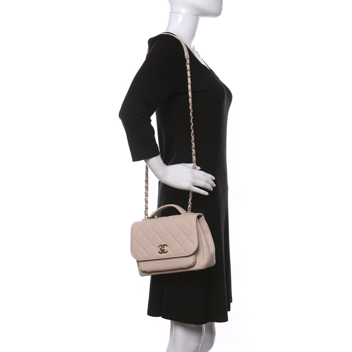 Caviar Quilted Medium Business Affinity Flap Beige