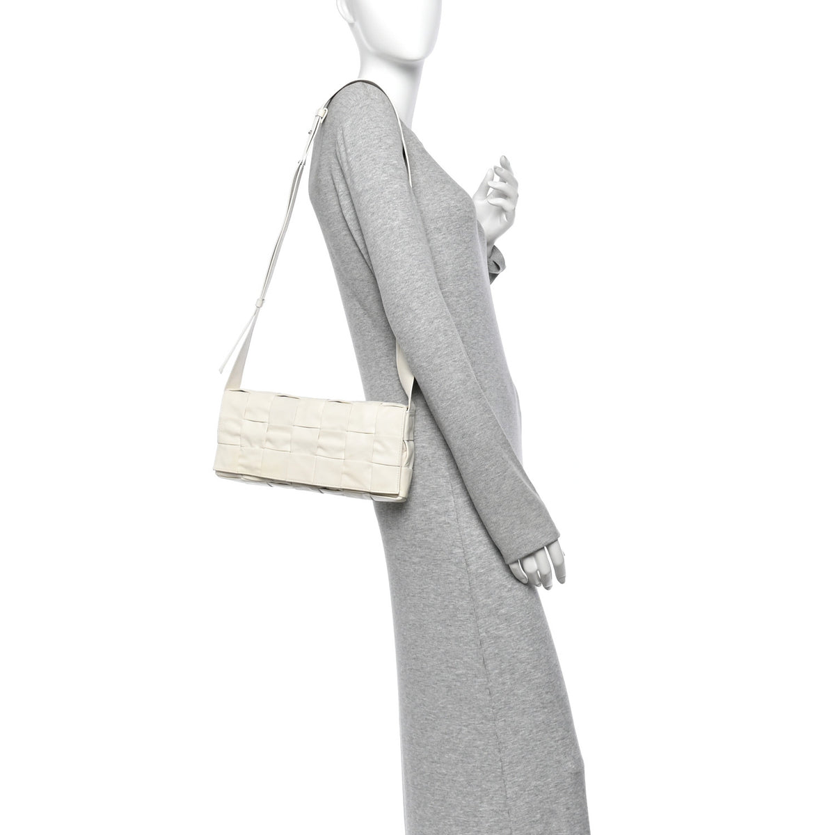 Paper Calfskin Intrecciato Stretch Cassette Shoulder Bag White