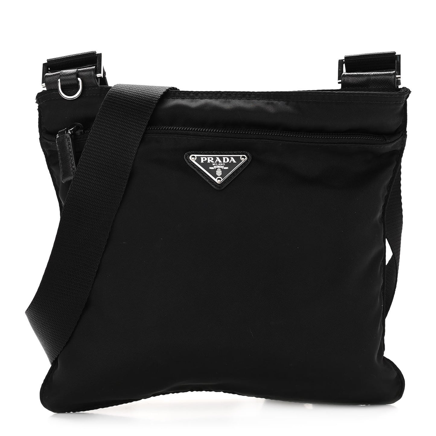 Nylon Vela Flat Messenger Bag Black