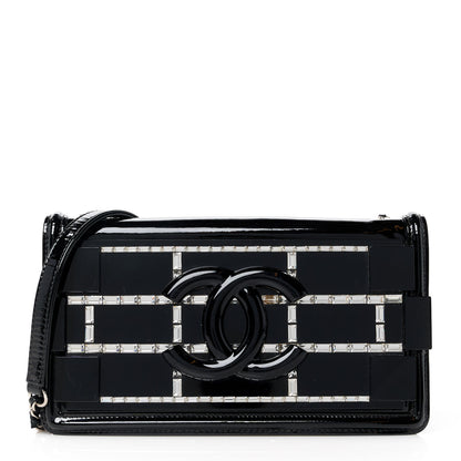 Chanel Plexiglass Patent Crystal Lego Brick Flap Black 1 of 11