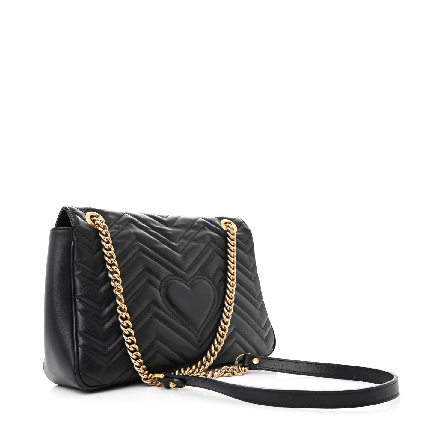 Calfskin Matelasse Medium GG Marmont Shoulder Bag Black