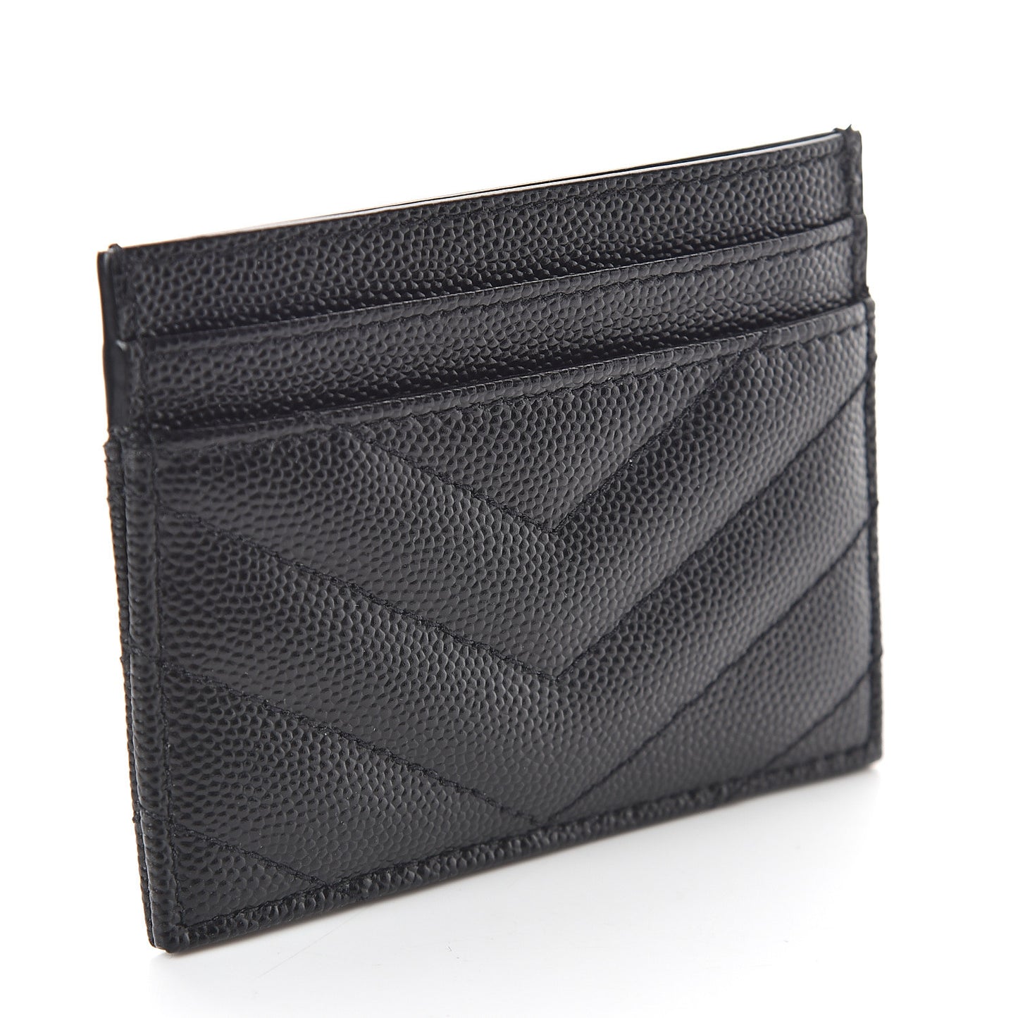 Grain De Poudre Matelasse Chevron Monogram Credit Card Case Black
