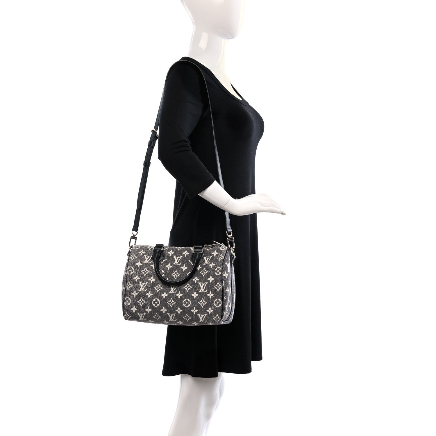 Louis Vuitton Denim Monogram Jacquard Speedy Bandouliere 25 2 of 9