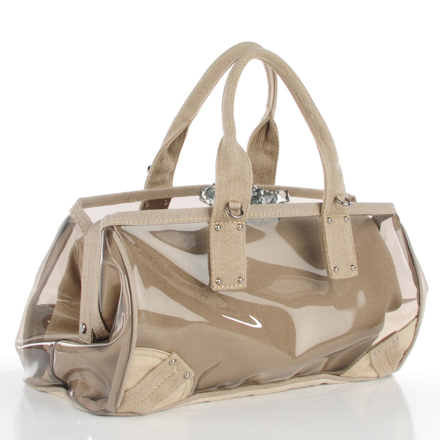 Canvas Plexiglass Crystal Cluster Tote Fume