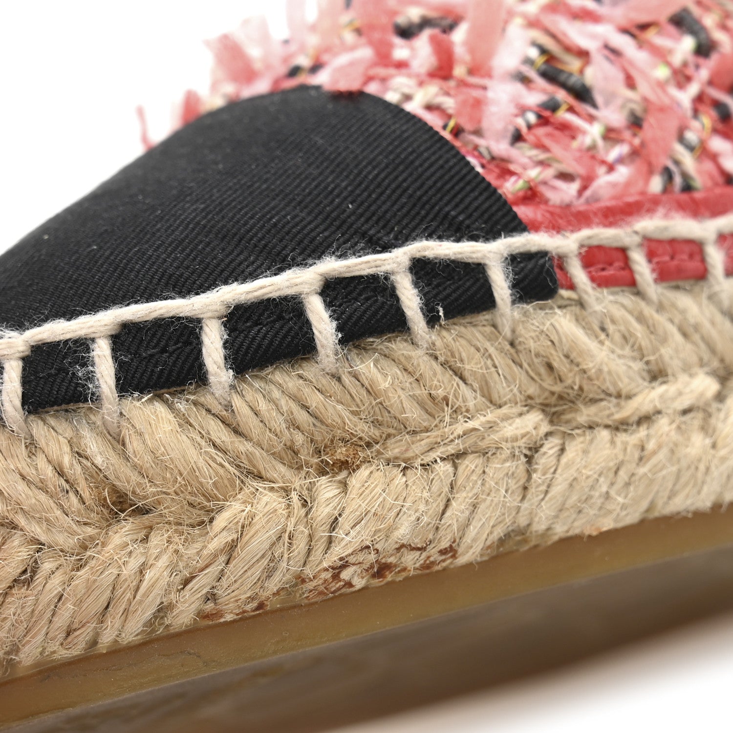 Chanel Tweed Grosgrain CC Espadrilles 36 Coral Red Pink Black 10 of 10