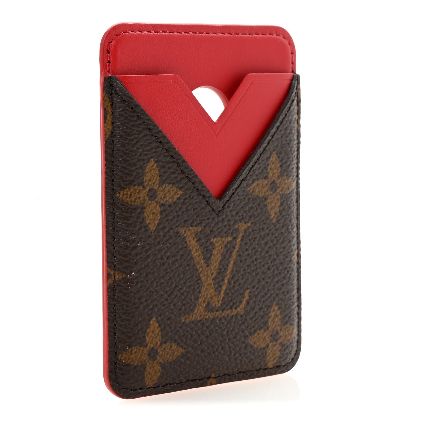 Monogram Macassar Magnetic Card Holder Sari Red
