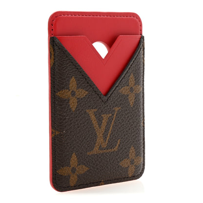 Louis Vuitton Monogram Macassar Magnetic Card Holder Sari Red 3 of 7