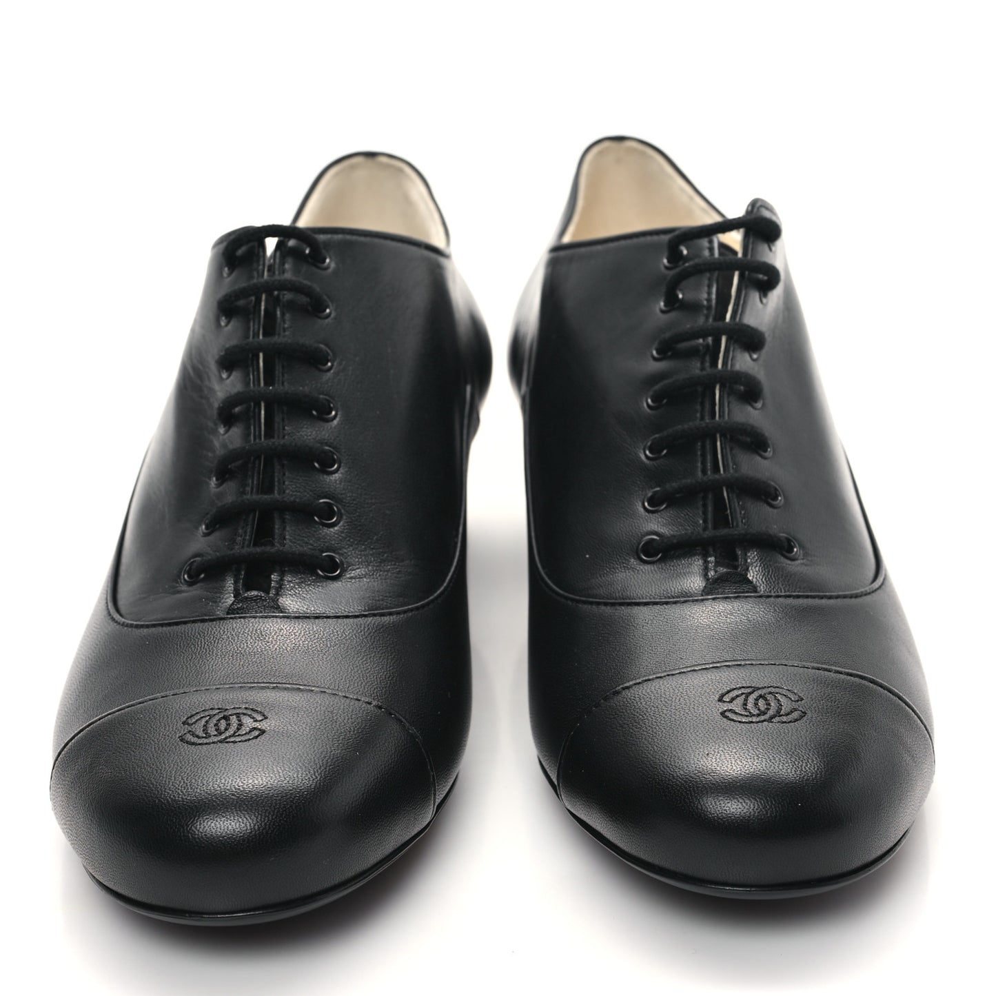 Smooth Lambskin Lace Up Shoes 39 Black