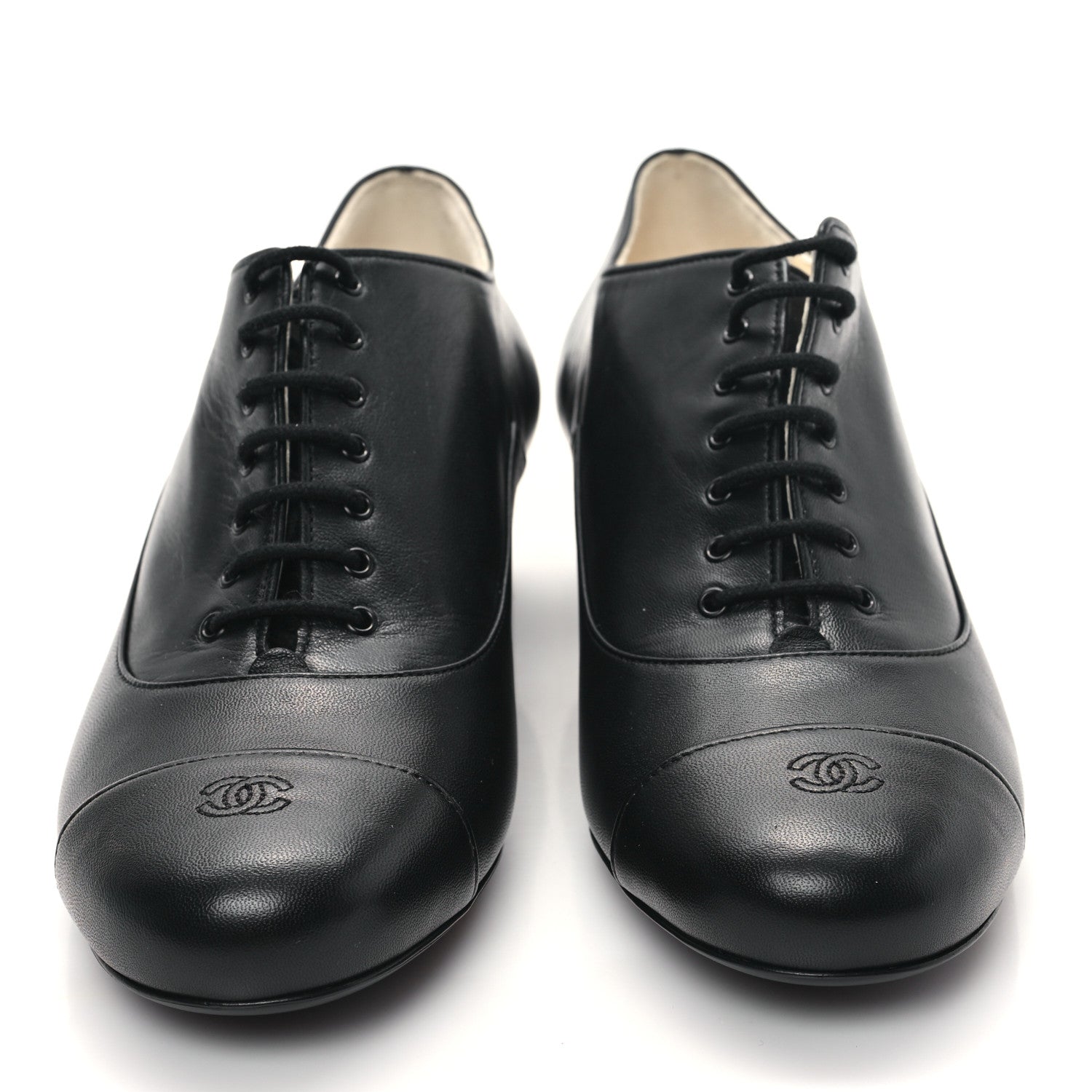 Chanel Smooth Lambskin Lace Up Shoes 39 Black 2 of 7