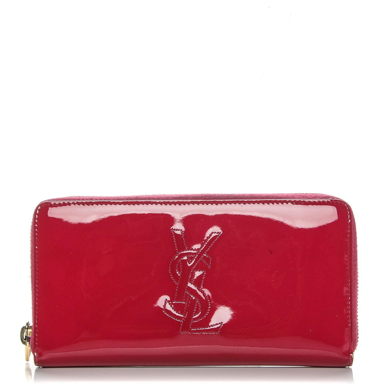 Saint Laurent Patent Belle De Jour Zip Around Wallet Fuchsia 1 of 11