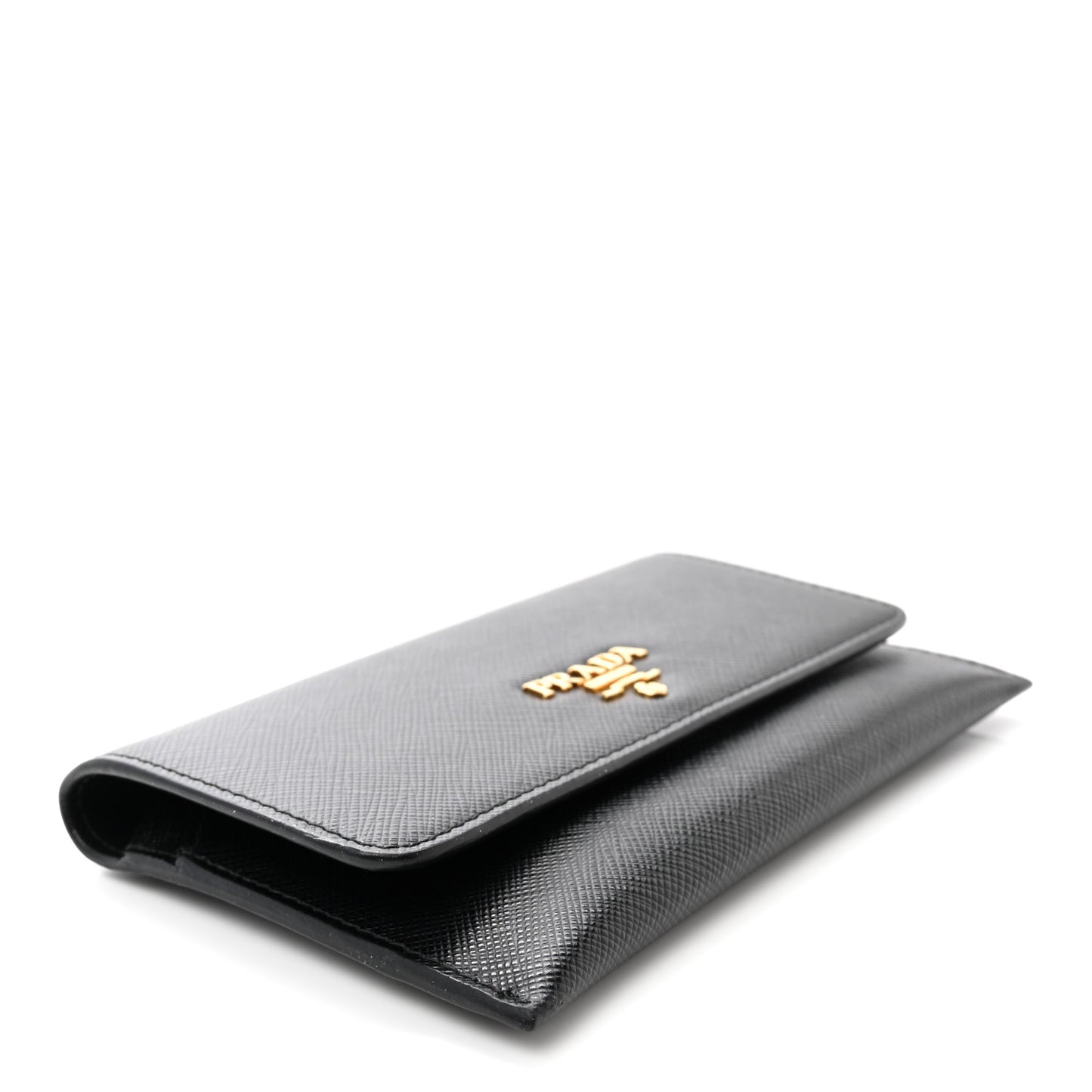 Saffiano Metal Flap Wallet Black