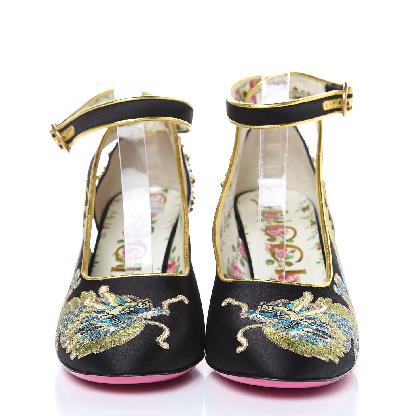 Satin Embroidered Dragon Caspar Pumps 39.5 Black