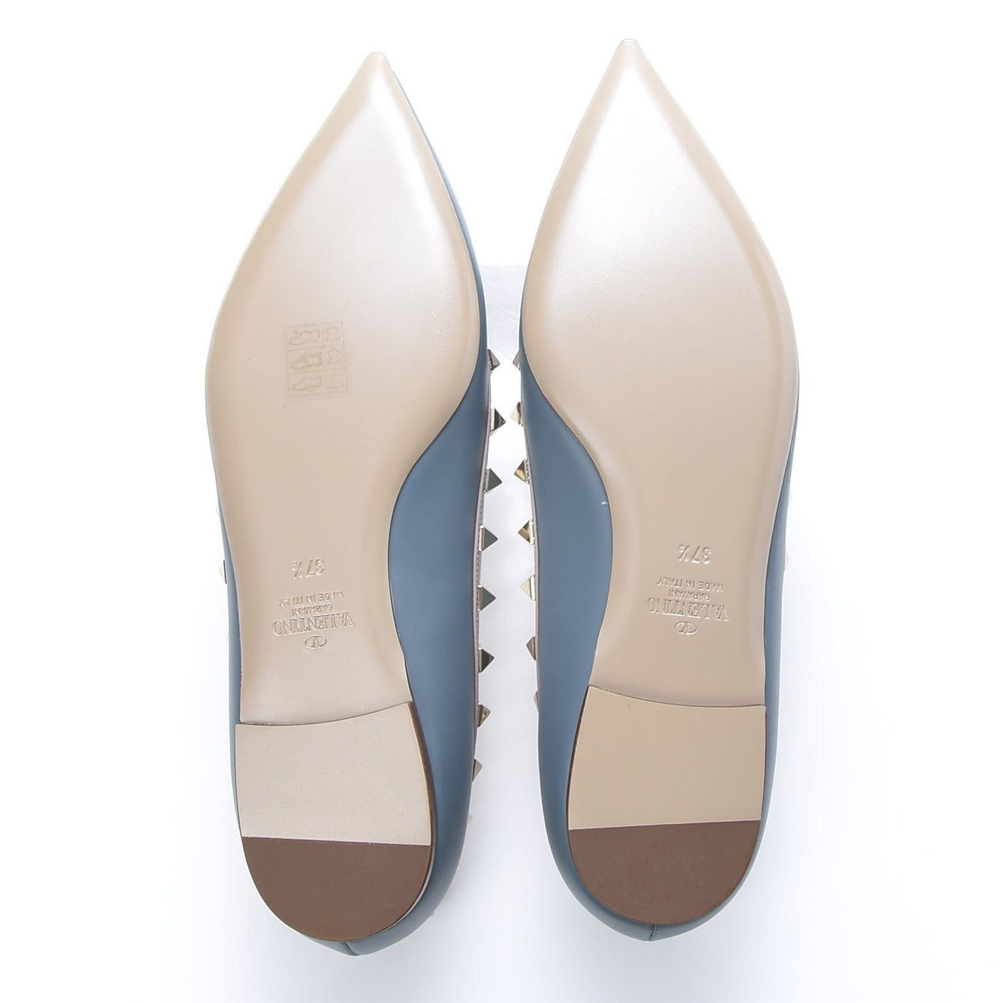 Calfskin Nappa Rockstud Ballerina Flats 37.5 Amadeus Poudre