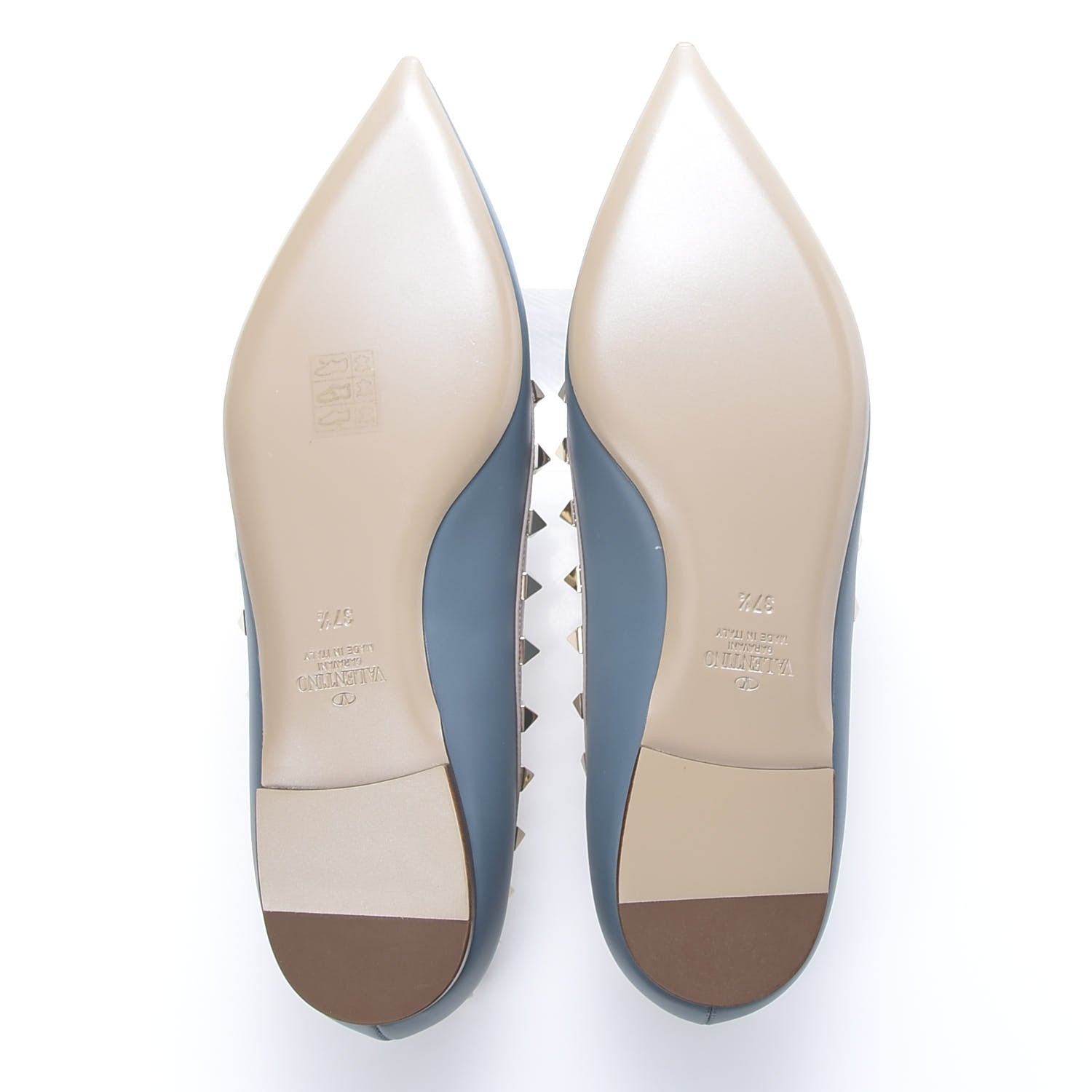 Valentino Garavani Calfskin Nappa Rockstud Ballerina Flats 37.5 Amadeus Poudre 5 of 8