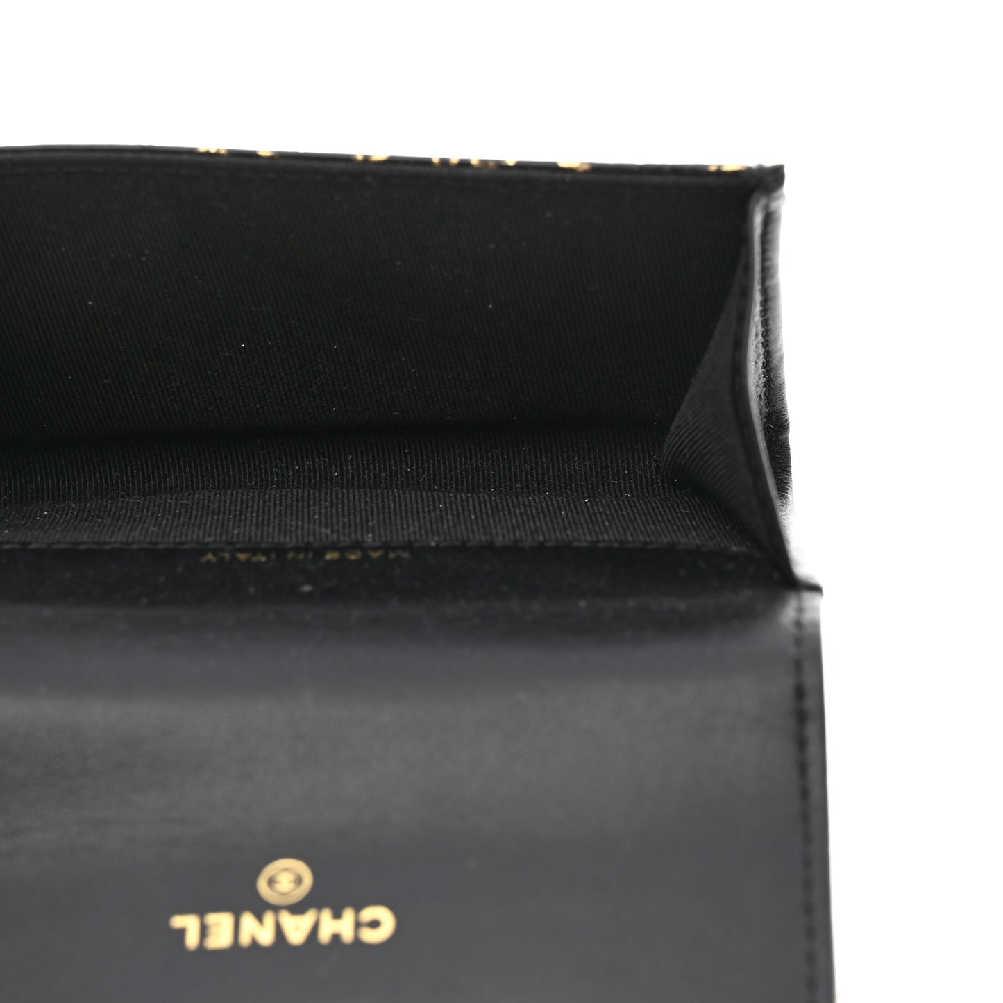 Calfskin Crocodile Embossed Graffiti 2.55 Crocodile Reissue Flap Card Holder Black Gold
