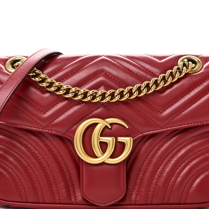 Gucci Calfskin Matelasse Small GG Marmont Shoulder Bag Hibiscus Red 8 of 10