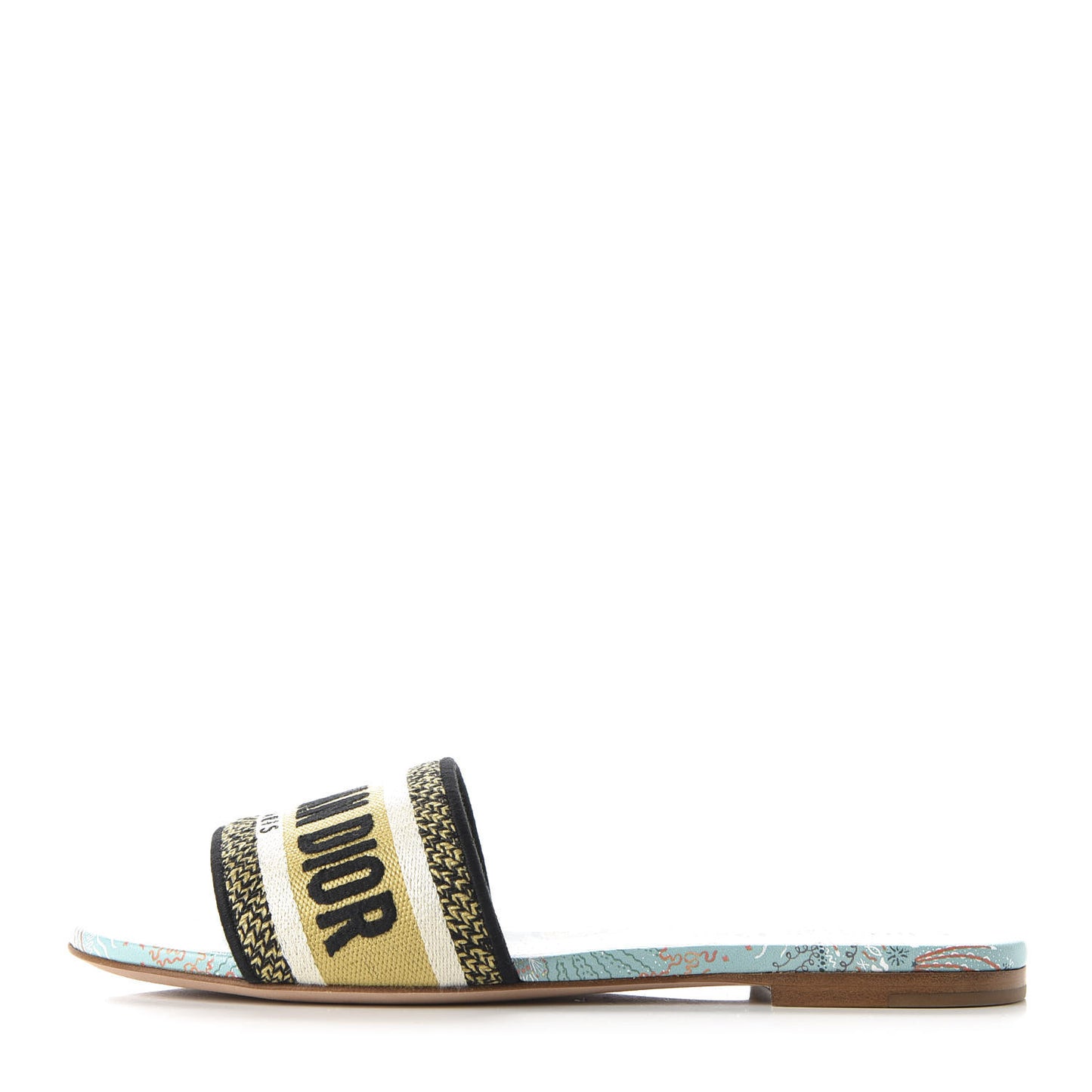 Canvas Embroidered Dior In Lights Dway Mules Slide Sandals 37 Multicolor