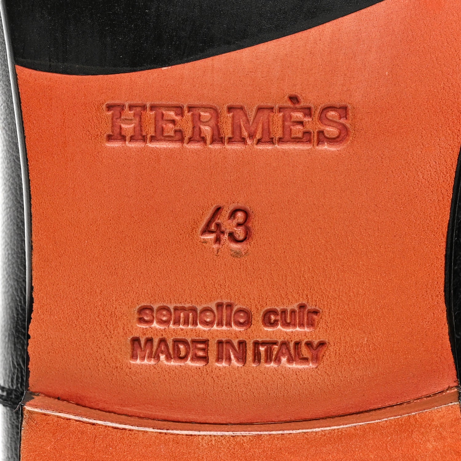 Hermes Goatskin Mens Tenor Mocassin Loafers 43 Black 7 of 11