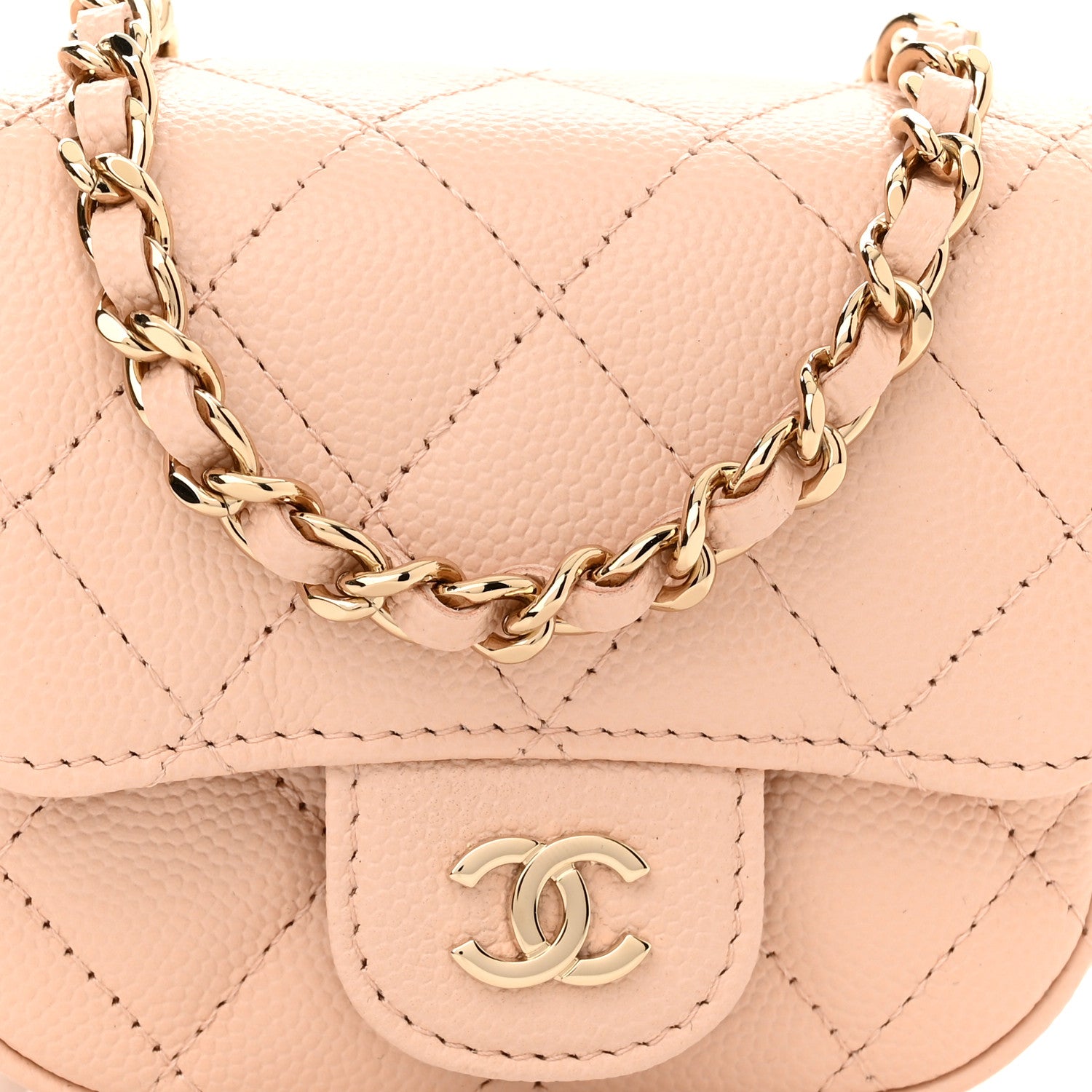 Chanel Caviar Quilted Mini Clutch With Chain Light Beige 9 of 12
