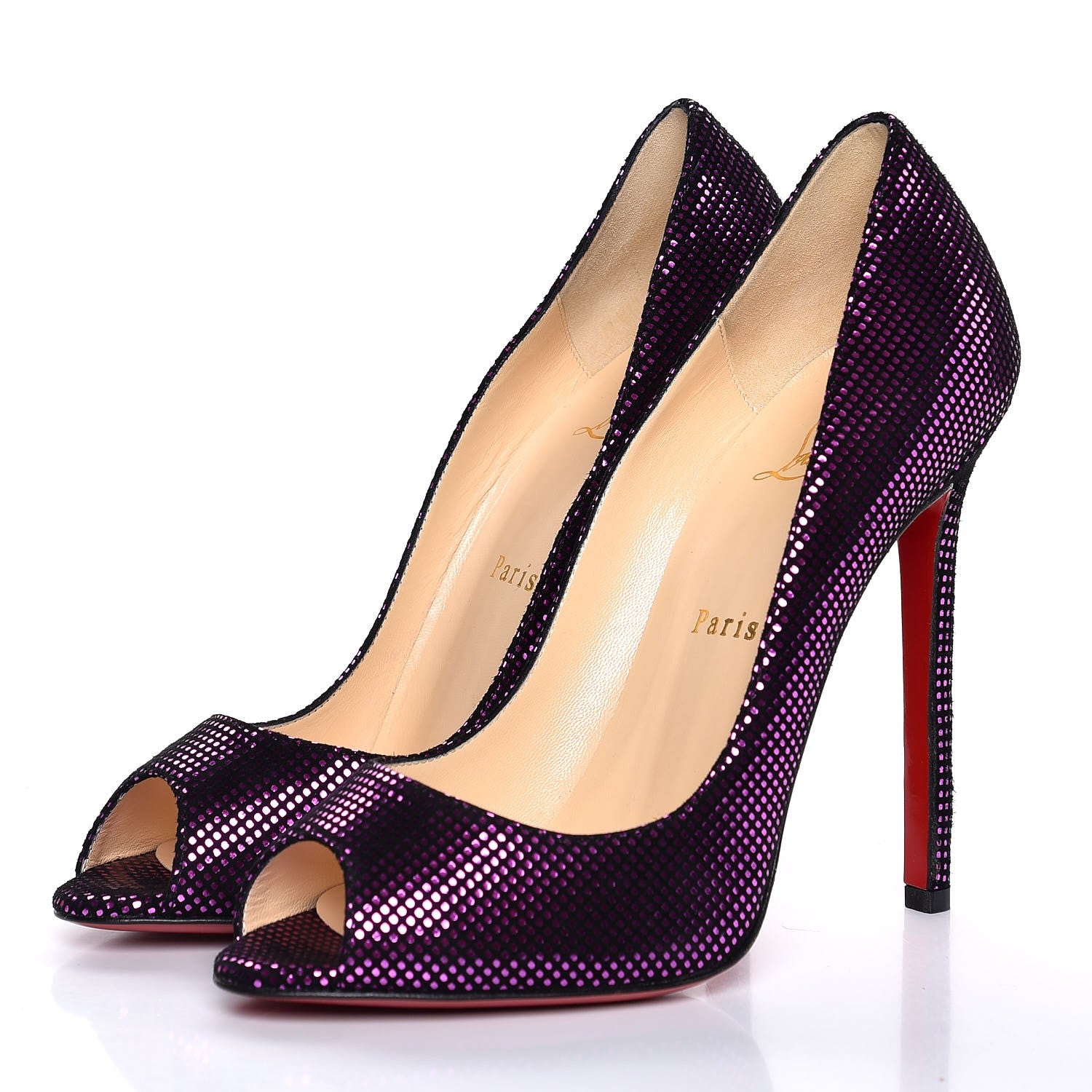 Christian Louboutin Suede S Square Metal You You 120 Pumps 37.5 Fuxia 3 of 8