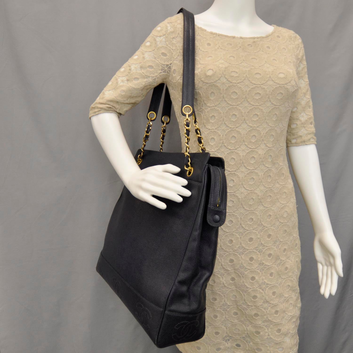 Chanel Caviar Shopper Tote Navy Blue 2 of 10