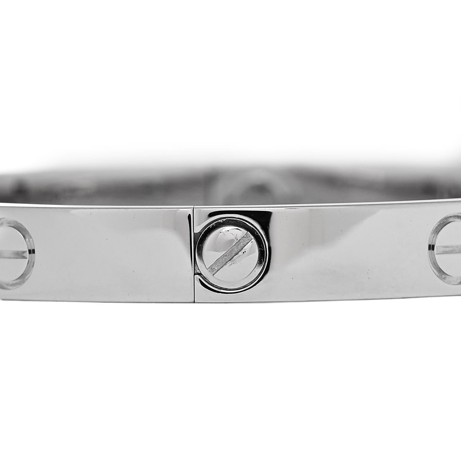 Cartier 18K White Gold 4 Diamond Love Bracelet 17 6 of 7