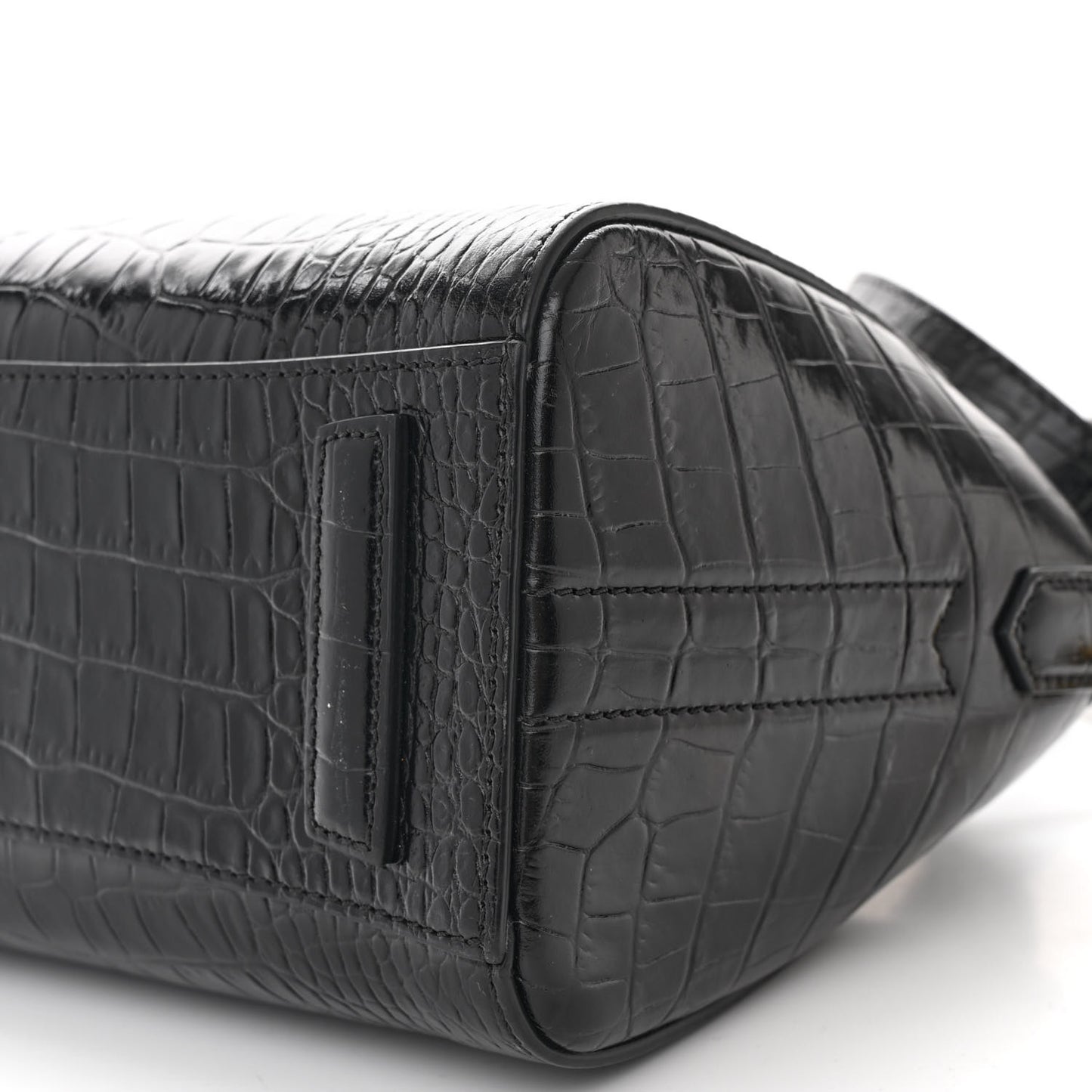 Calfskin Crocodile Embossed Mini Antigona Black