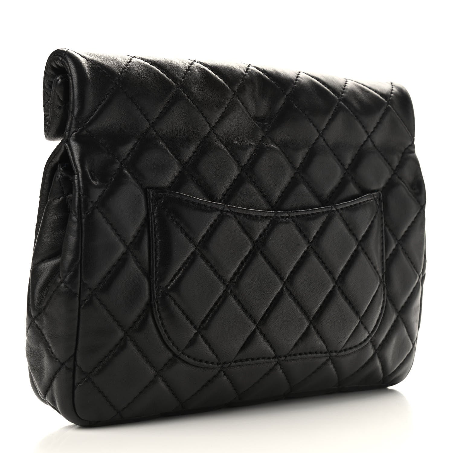 Chanel Lambskin Quilted Medium Roll Reissue Clutch Black 3 of 10