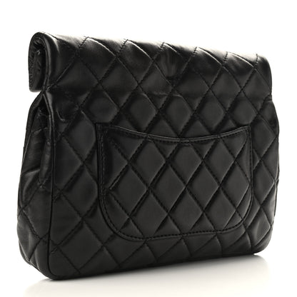 Chanel Lambskin Quilted Medium Roll Reissue Clutch Black 3 of 10