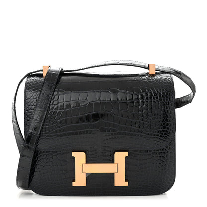 Hermes Shiny Alligator Verso Constance 24 Bleu Marine Cuivre 1 of 11
