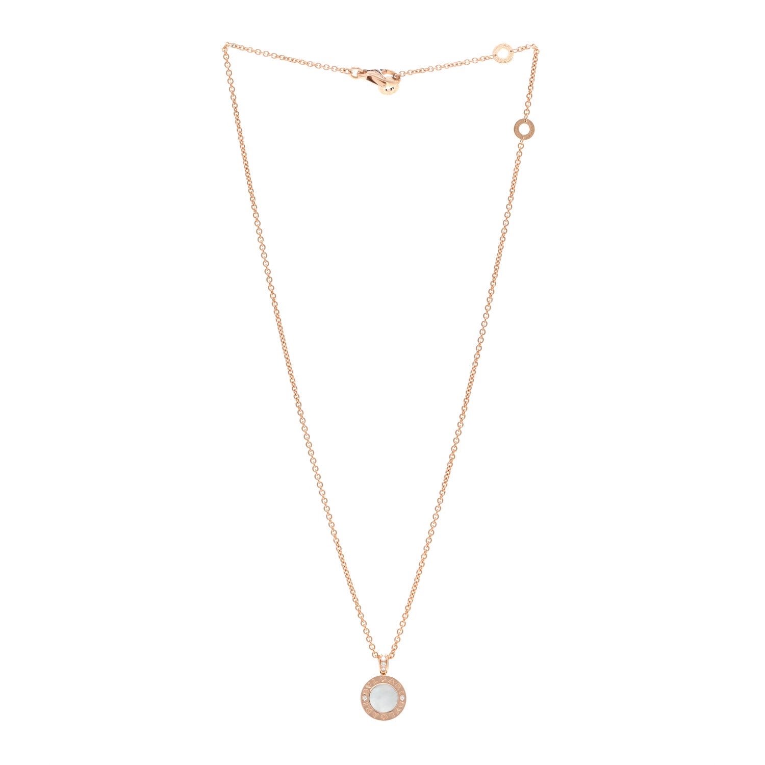 Bulgari 18K Rose Gold Diamond Black Onyx Mother of Pearl BVLGARI BVLGARI Pendant Necklace 3 of 6