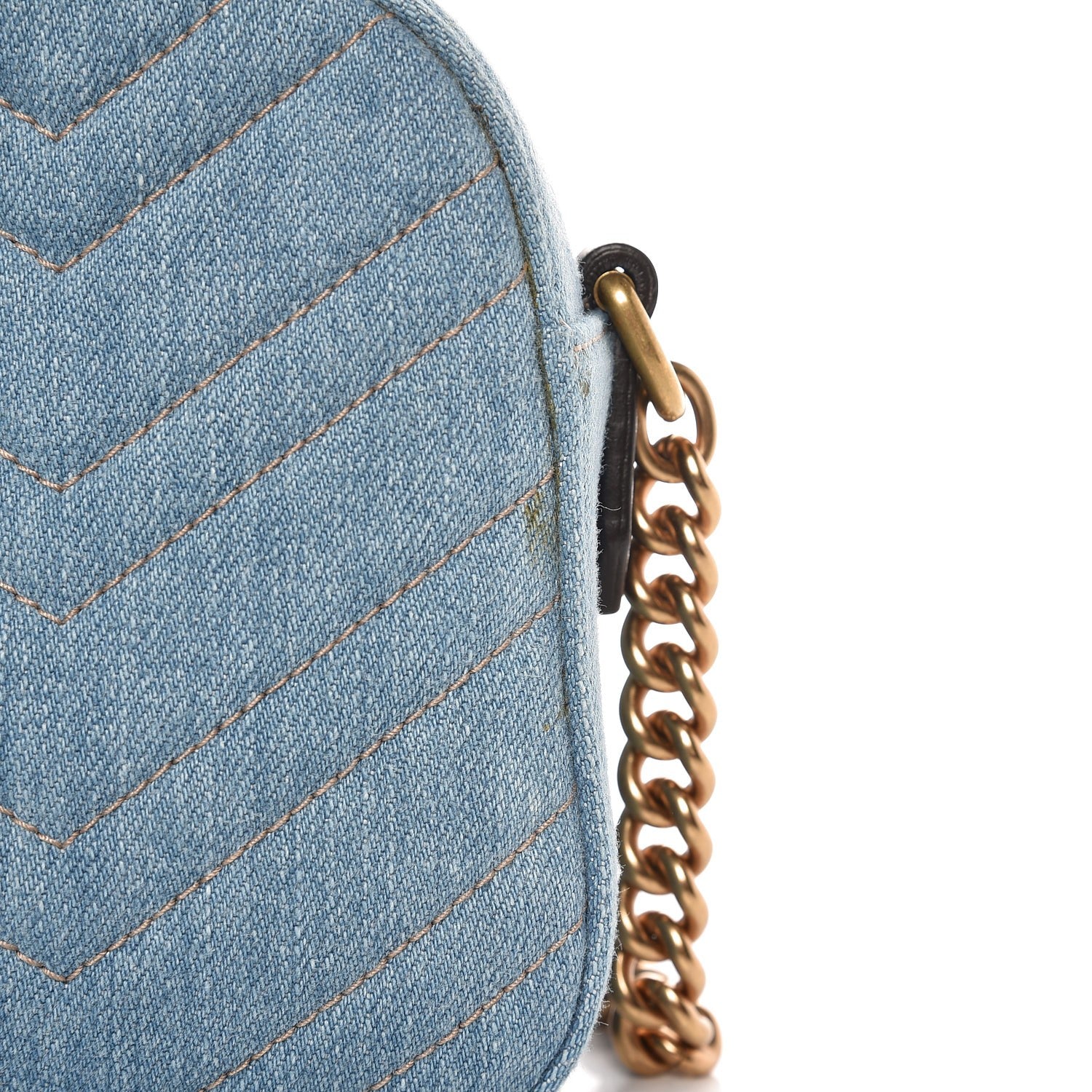Gucci Denim Matelasse Small Pearly GG Marmont Chain Shoulder Bag Blue 9 of 10