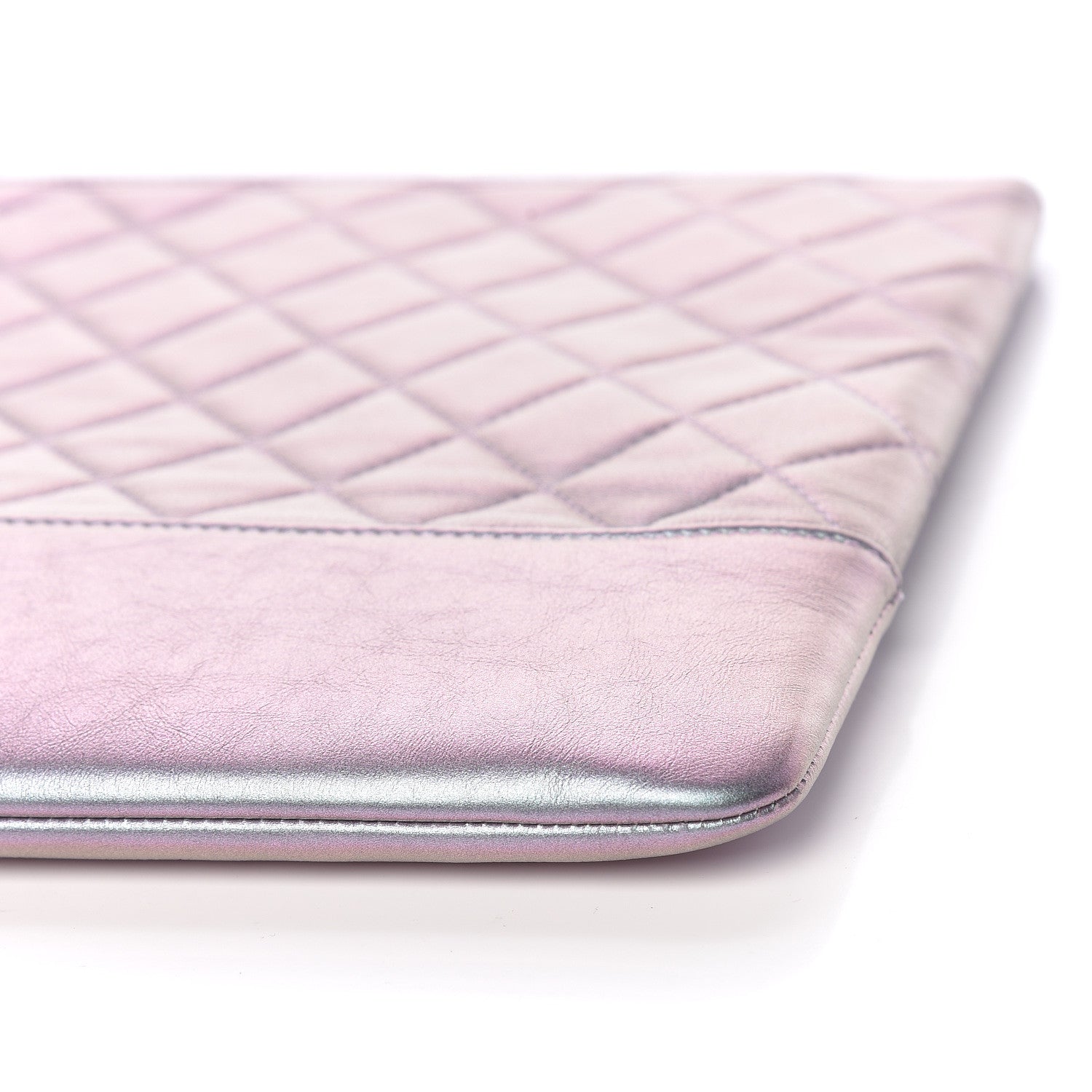 Chanel Iridescent Lambskin Quilted Large Gabrielle Cosmetic Case Light Purple 6 of 10
